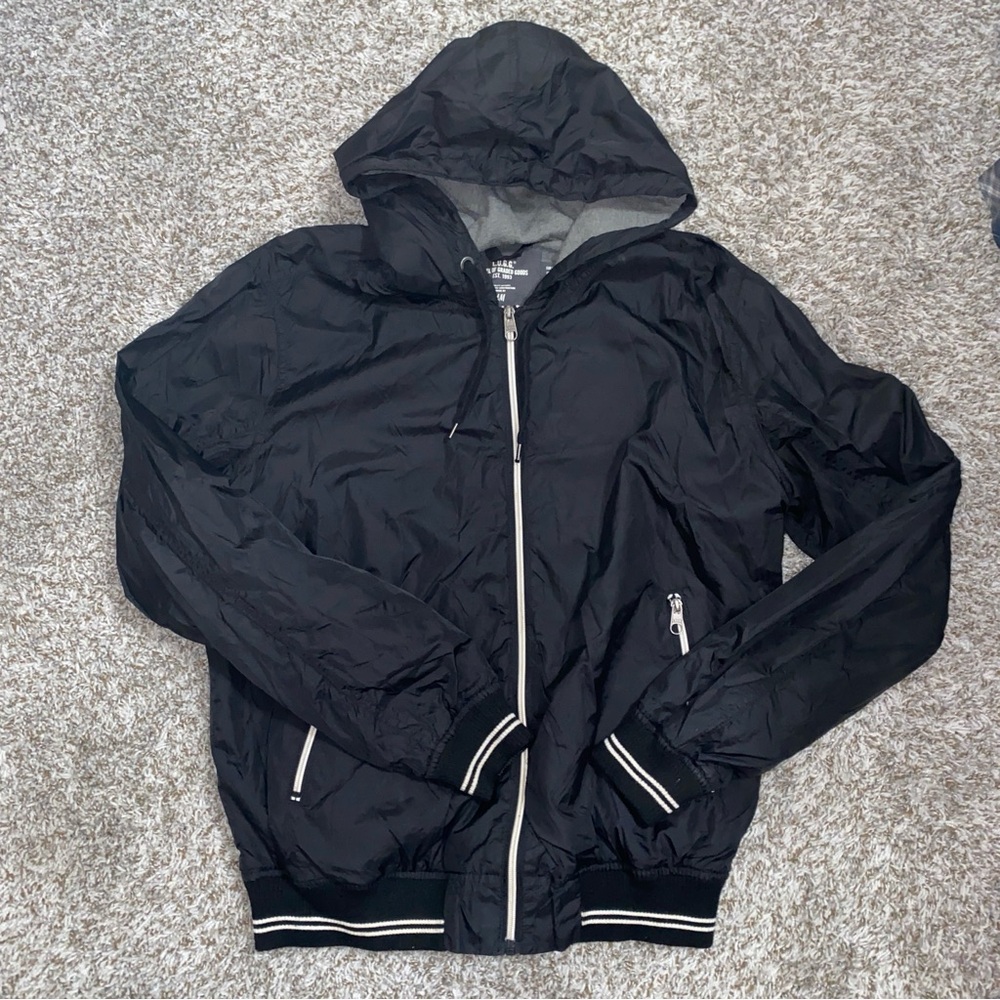 H&M Black Hooded Windbreaker Jacket